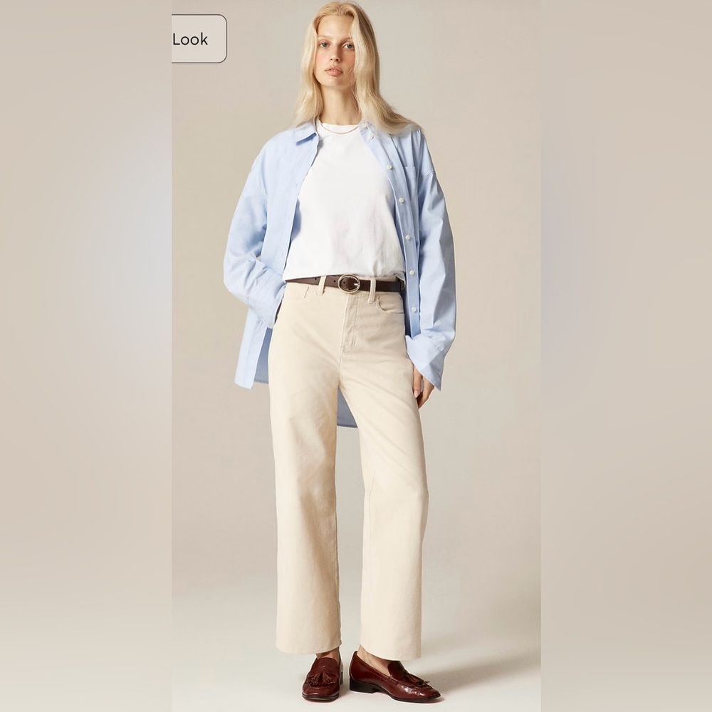 J.Crew Tall slim-wide pant in corduroy in pale bone